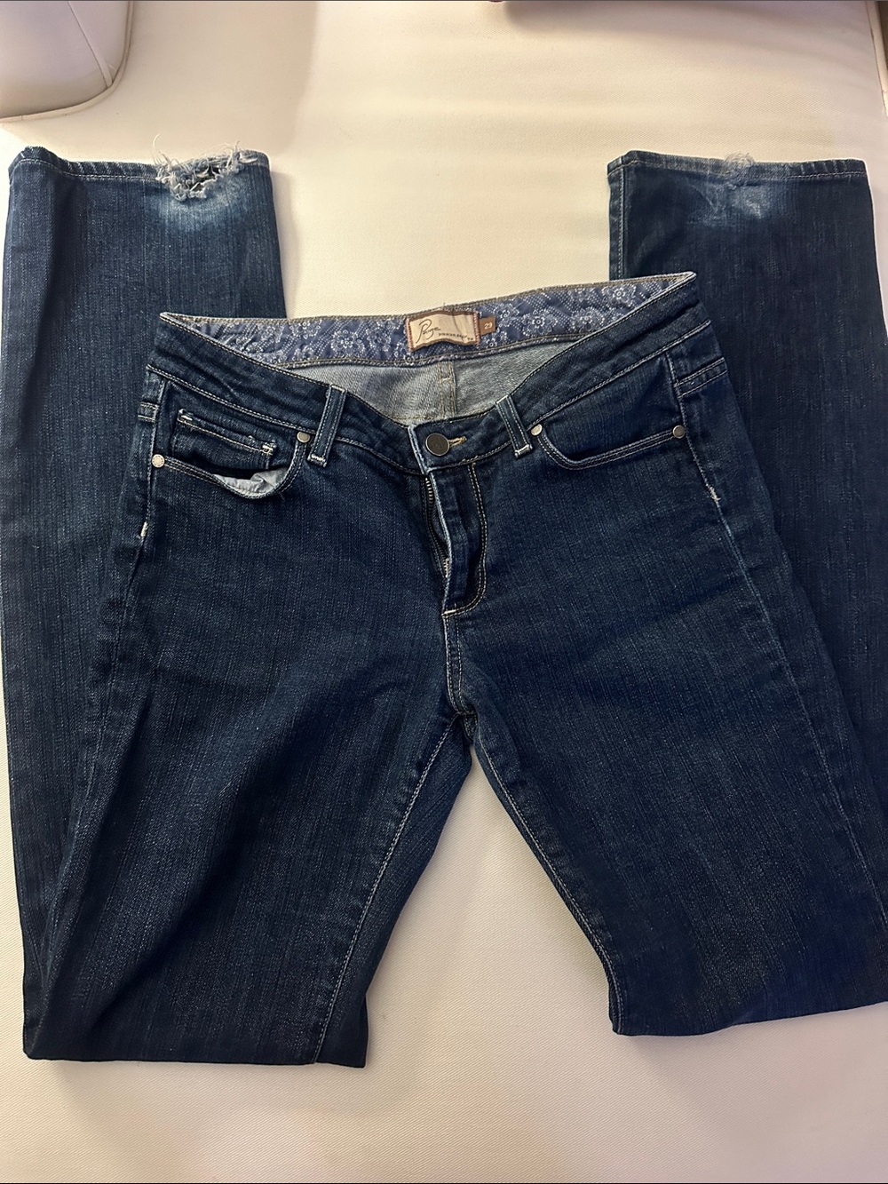 PAIGE Dark Blue Straight-Leg Jeans